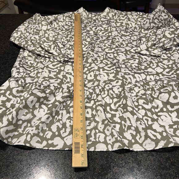 Elizabeth and James Olive Leopard Poplin Dress XL - Picture 14 of 15